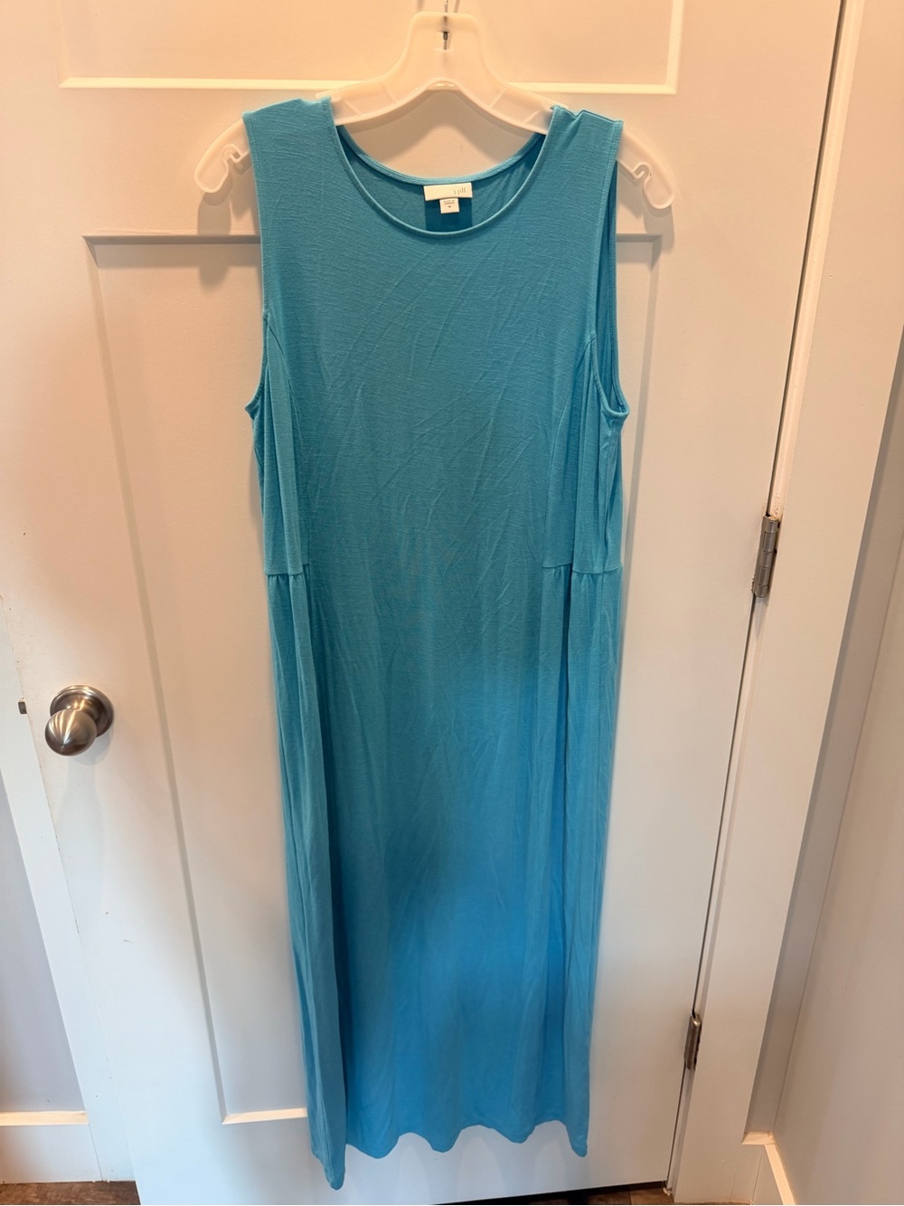 J.Jill Medium Turquoise Blue Rayon Stretch Sleeveless Maxi Dress Casual Resort